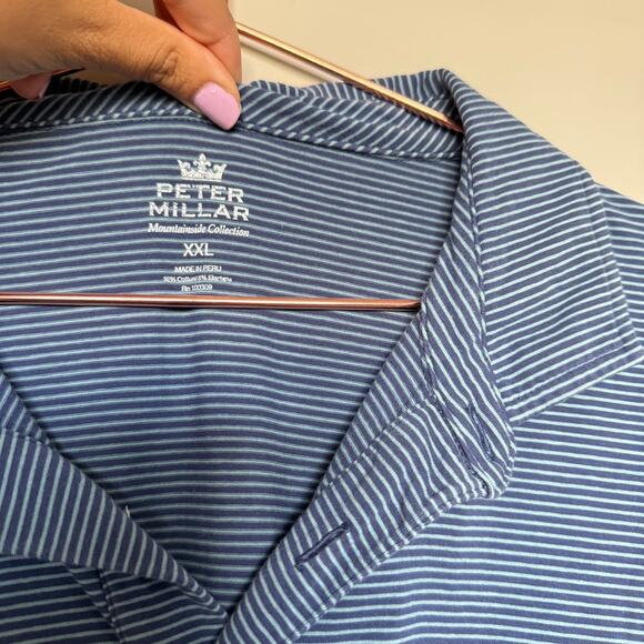 Peter Millar Mountainside Collection Polo Shirt Mens XXL Striped Stretch Golf - Picture 4 of 6